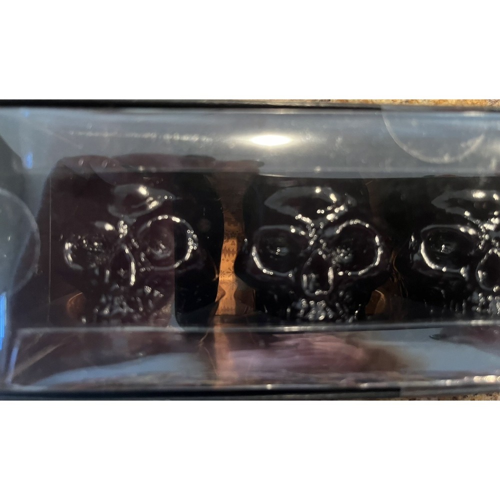 Christian Siriano Halloween Black Skull Candle Set Of‎ 4 NIB Each 2" Tall